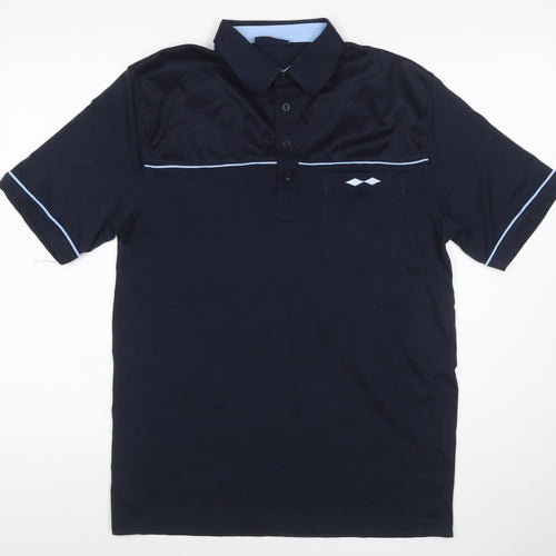 Tom Hagan Men’s Blue M Polo Shirt Mesh Panel Pocket Short Sleeve