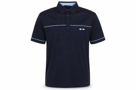 Tom Hagan Men’s Blue M Polo Shirt Mesh Panel Pocket Short Sleeve