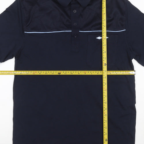 Tom Hagan Men’s Blue M Polo Shirt Mesh Panel Pocket Short Sleeve