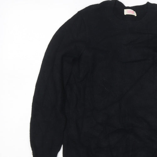 Saylor Women Black UK 12 Pearl Button Balloon Sleeve Knit Jumper