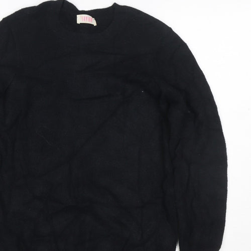 Saylor Women Black UK 12 Pearl Button Balloon Sleeve Knit Jumper