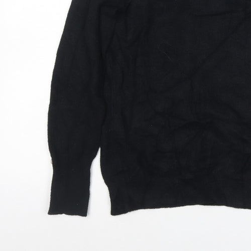 Saylor Women Black UK 12 Pearl Button Balloon Sleeve Knit Jumper
