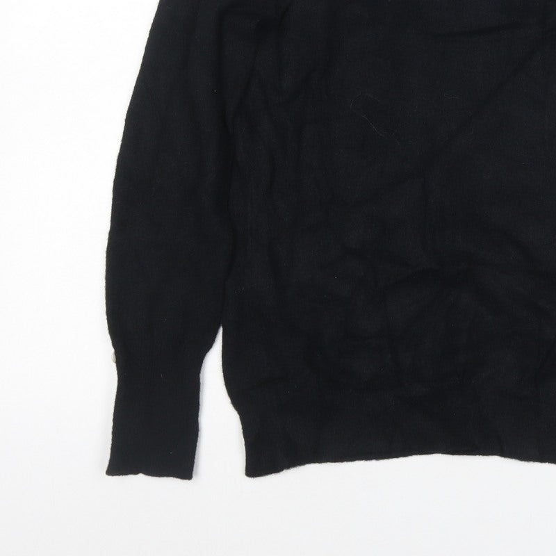 Saylor Women Black UK 12 Pearl Button Balloon Sleeve Knit Jumper