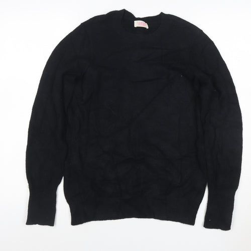Saylor Women Black UK 12 Pearl Button Balloon Sleeve Knit Jumper