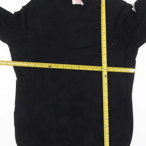 Saylor Women Black UK 12 Pearl Button Balloon Sleeve Knit Jumper