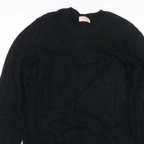Saylor Women Black UK 12 Pearl Button Balloon Sleeve Knit Jumper