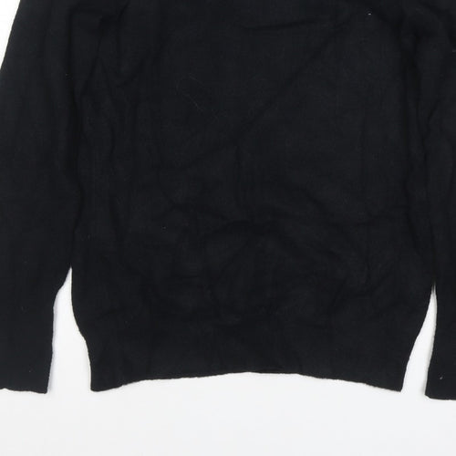 Saylor Women Black UK 12 Pearl Button Balloon Sleeve Knit Jumper