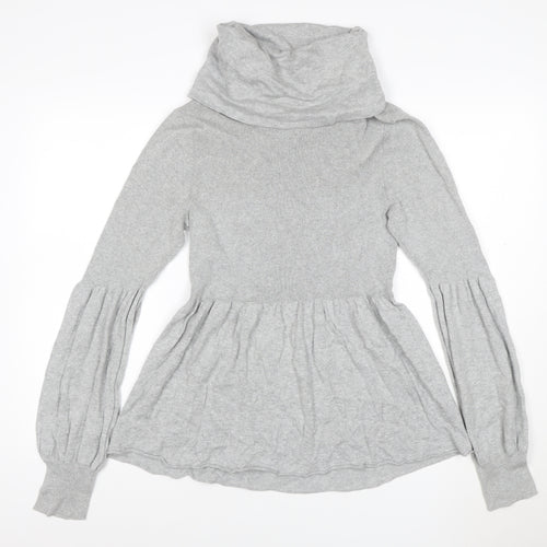CHIC Women Grey L Knit Cowl Neck Fit & Flare Short Jumper Dress