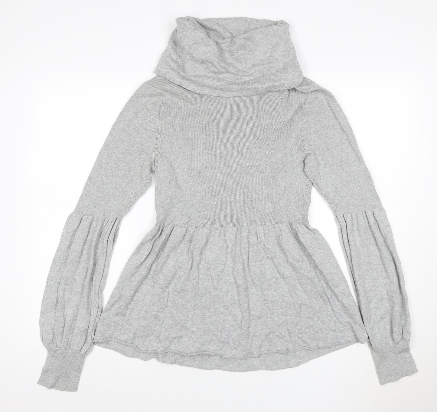 CHIC Women Grey L Knit Cowl Neck Fit & Flare Short Jumper Dress