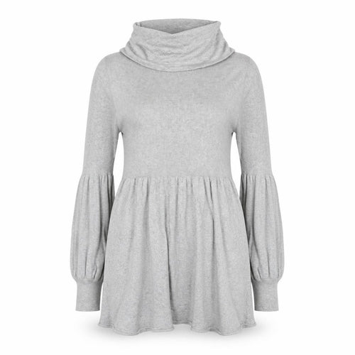 CHIC Women Grey L Knit Cowl Neck Fit & Flare Short Jumper Dress