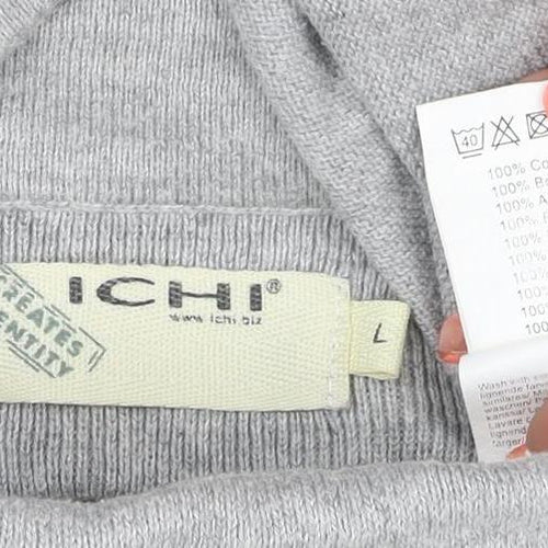 CHIC Women Grey L Knit Cowl Neck Fit & Flare Short Jumper Dress