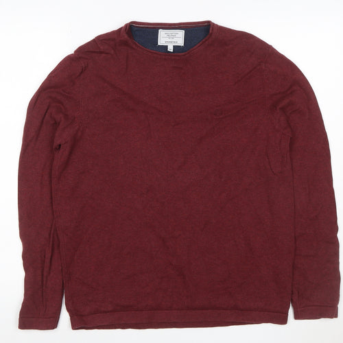Springfield Men’s Red M Cotton Melange Crew Neck Pullover Jumper Logo