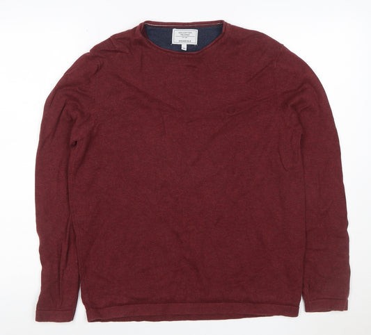Springfield Men’s Red M Cotton Melange Crew Neck Pullover Jumper Logo