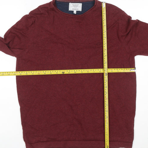 Springfield Men’s Red M Cotton Melange Crew Neck Pullover Jumper Logo