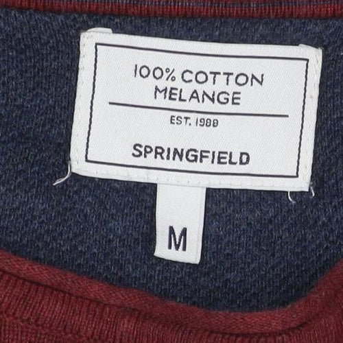 Springfield Men’s Red M Cotton Melange Crew Neck Pullover Jumper Logo