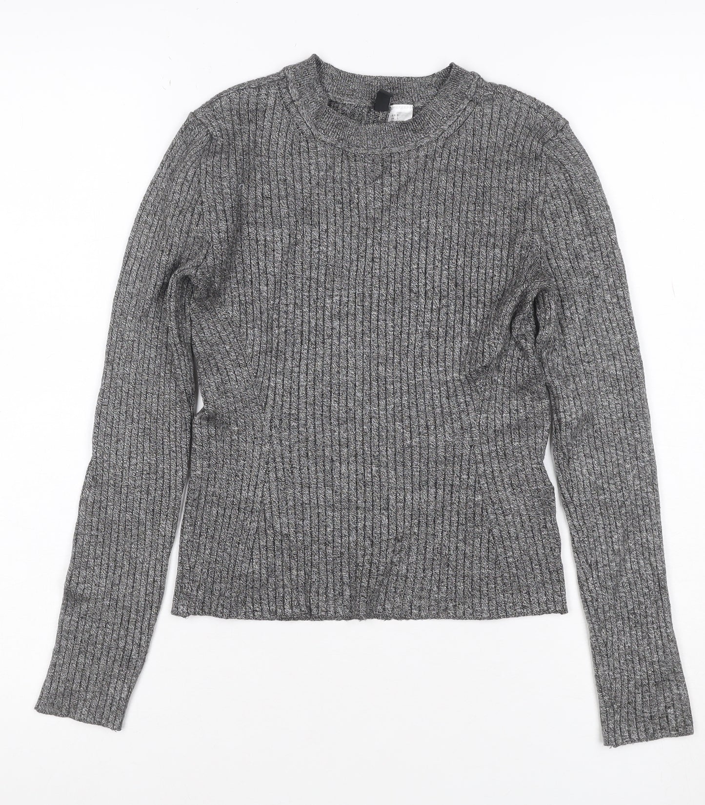 H&M Divided Women’s Grey Rib Knit Slim Fit Jumper Size S