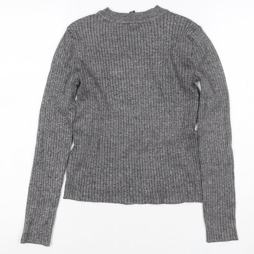 H&M Divided Women’s Grey Rib Knit Slim Fit Jumper Size S