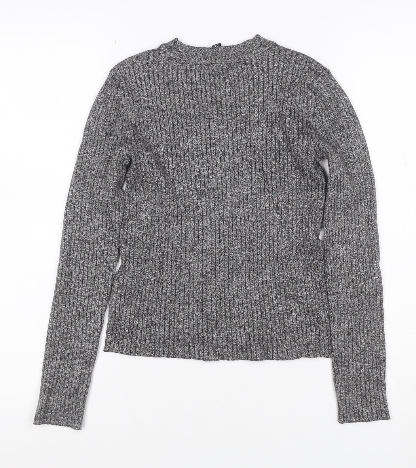 H&M Divided Women’s Grey Rib Knit Slim Fit Jumper Size S
