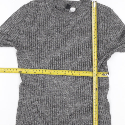 H&M Divided Women’s Grey Rib Knit Slim Fit Jumper Size S