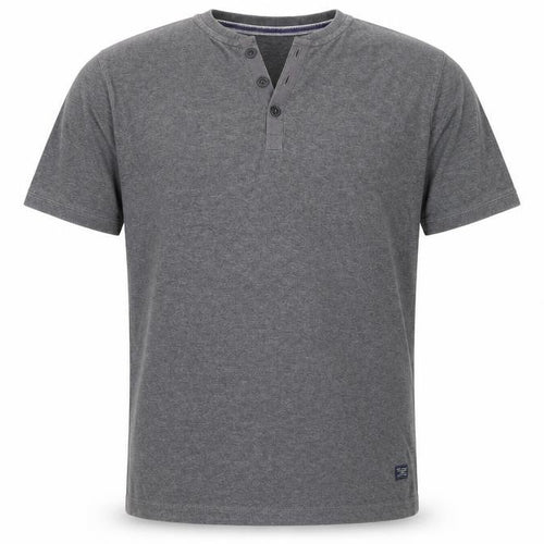 Marks and Spencer Men Grey Large Henley Short Sleeve Cotton Polo Shirt