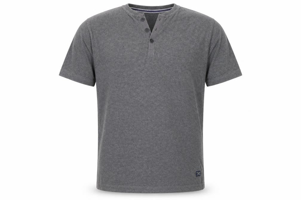 Marks and Spencer Men Grey Large Henley Short Sleeve Cotton Polo Shirt