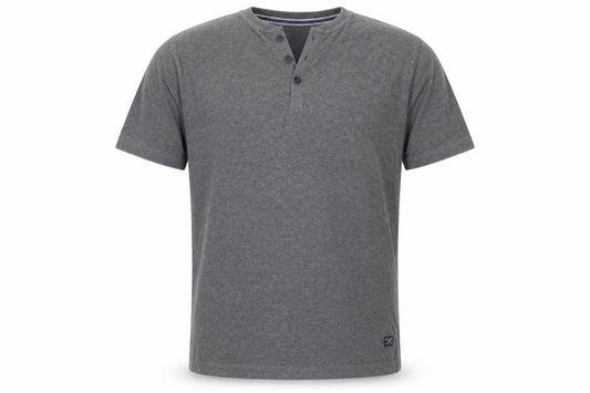 Marks and Spencer Men Grey Large Henley Short Sleeve Cotton Polo Shirt