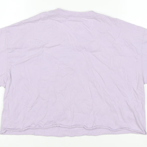 Hollister Women Purple S Cropped Cotton Car Graphic T-Shirt
