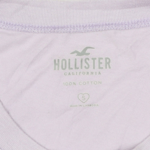 Hollister Women Purple S Cropped Cotton Car Graphic T-Shirt