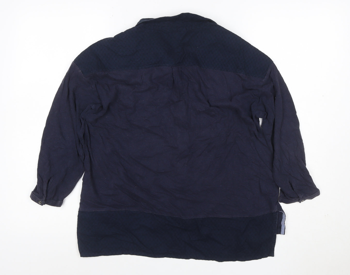 White Stuff Women Blue UK 12 Linen Cotton Crochet Tunic Shirt