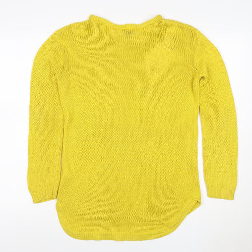 H&M Women Yellow S Chunky Knit Long Sleeve Round Neck Tunic Jumper