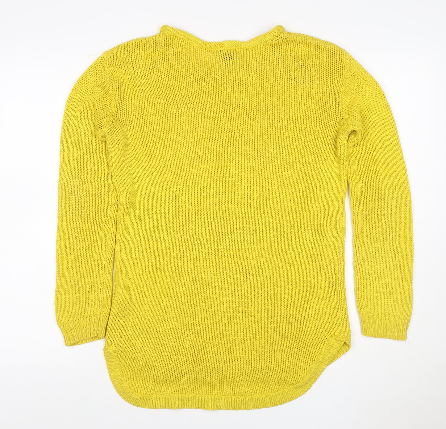 H&M Women Yellow S Chunky Knit Long Sleeve Round Neck Tunic Jumper