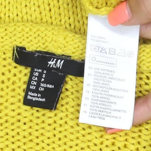 H&M Women Yellow S Chunky Knit Long Sleeve Round Neck Tunic Jumper