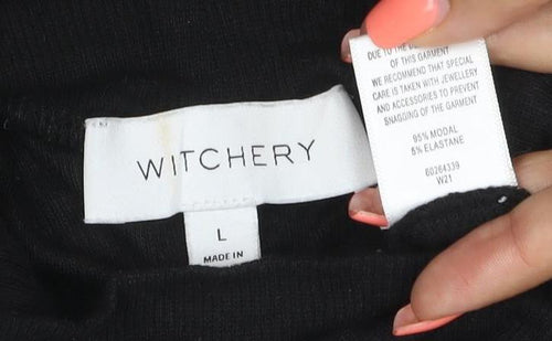 Witchery Women’s Black L Roll Neck Slim Fit Modal Jumper