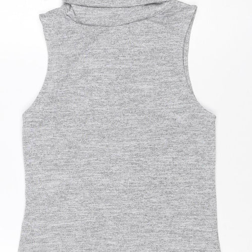 New Look Women Grey Size 6 Basic Stretch Jersey T-Shirt