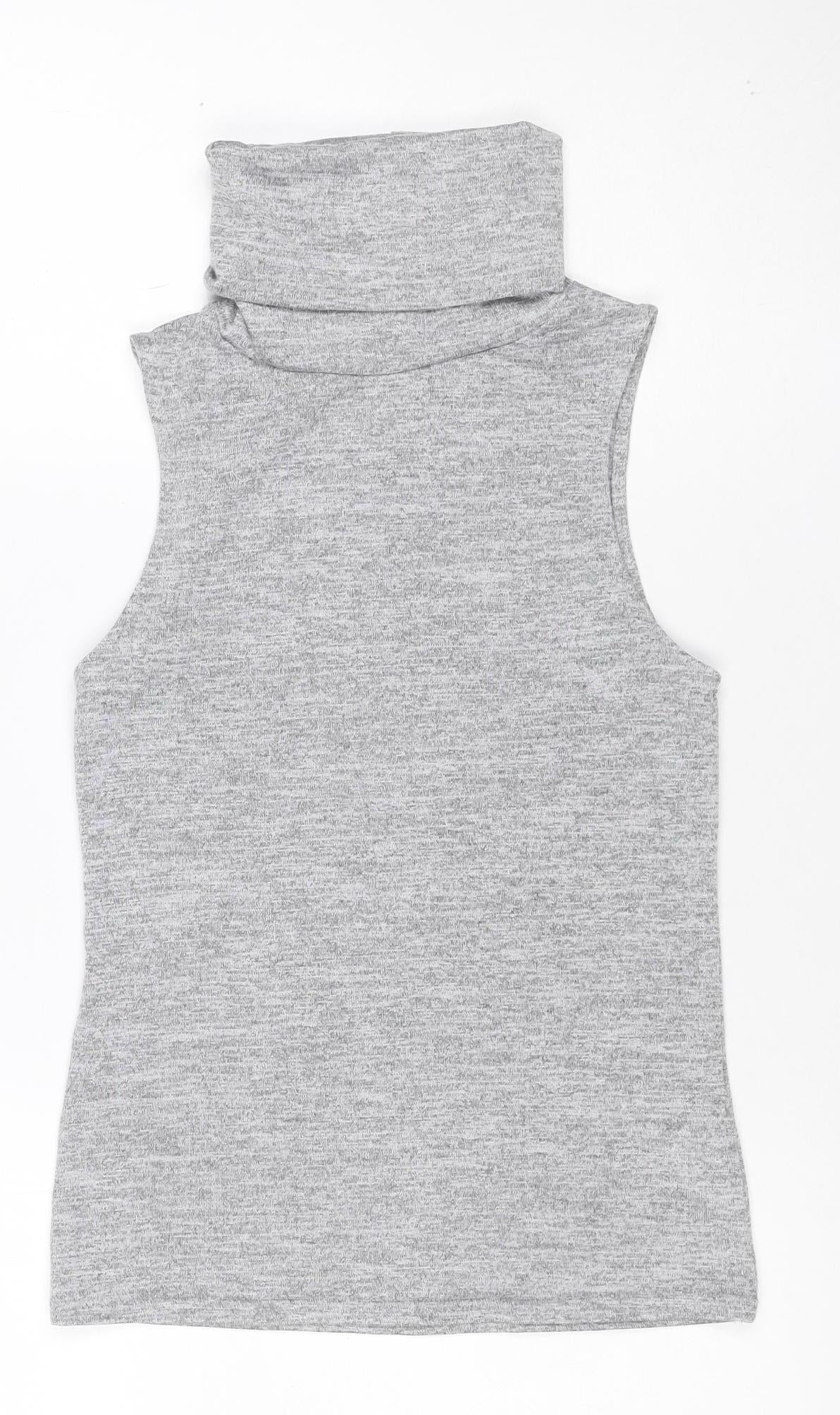 New Look Women Grey Size 6 Basic Stretch Jersey T-Shirt