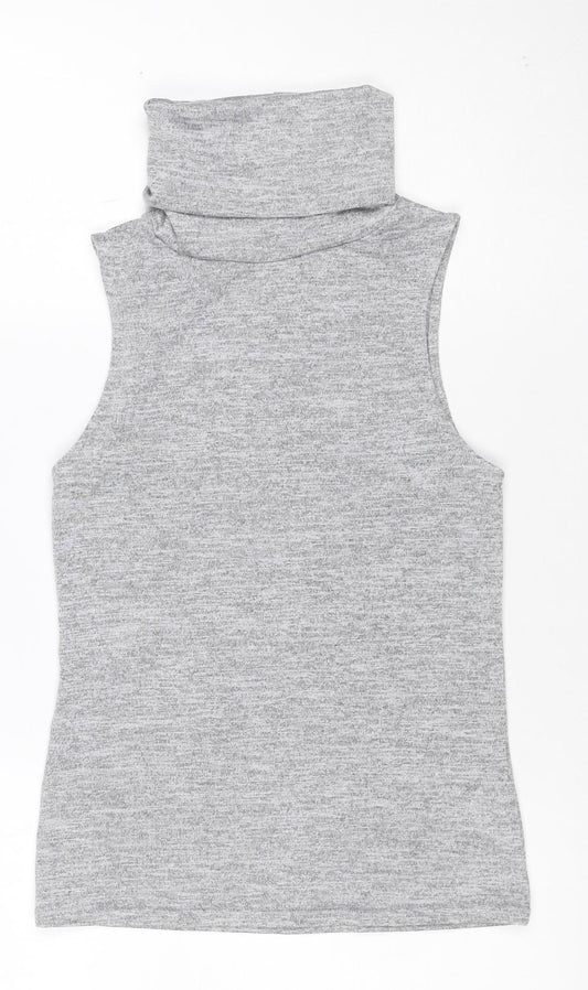 New Look Women Grey Size 6 Basic Stretch Jersey T-Shirt