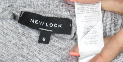 New Look Women Grey Size 6 Basic Stretch Jersey T-Shirt