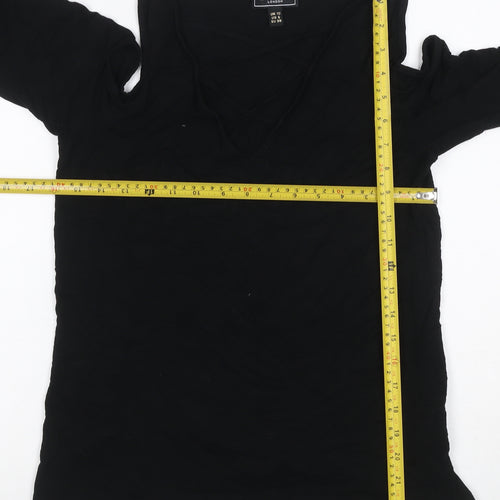Lipsy Women Black UK 10 Cold Shoulder V-Neck Stretch Blouse