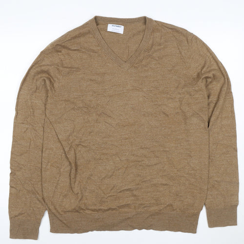 Old Navy Men’s Brown L V-Neck Lightweight Cotton Blend Jumper