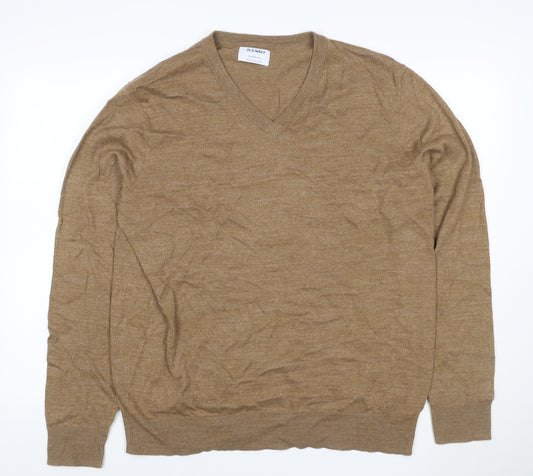 Old Navy Men’s Brown L V-Neck Lightweight Cotton Blend Jumper