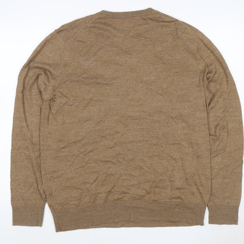 Old Navy Men’s Brown L V-Neck Lightweight Cotton Blend Jumper