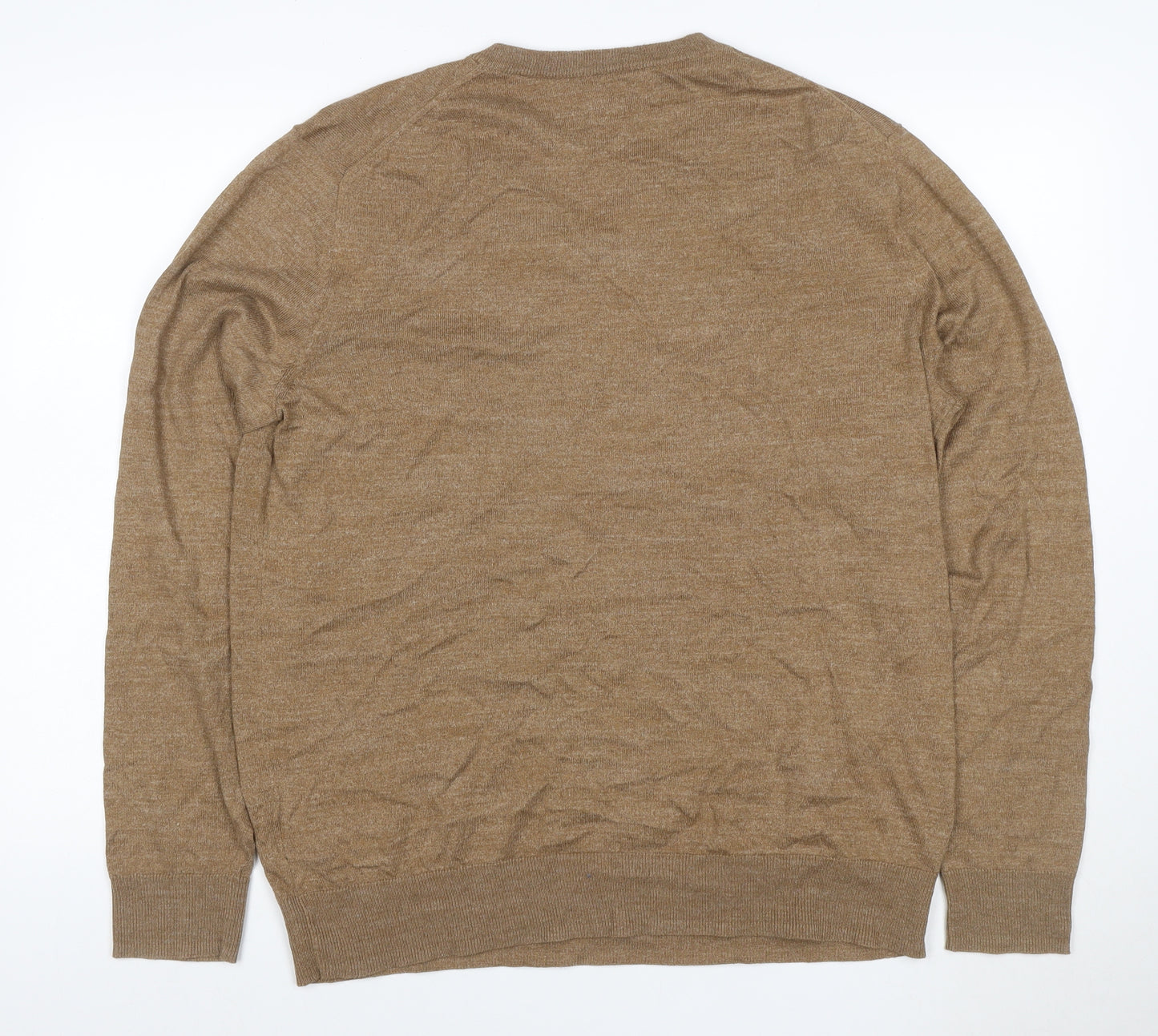 Old Navy Men’s Brown L V-Neck Lightweight Cotton Blend Jumper