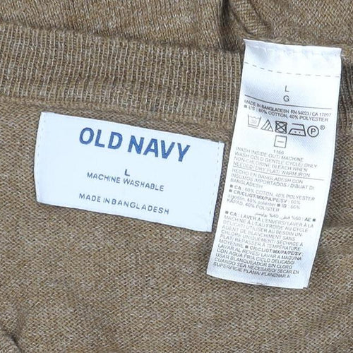 Old Navy Men’s Brown L V-Neck Lightweight Cotton Blend Jumper