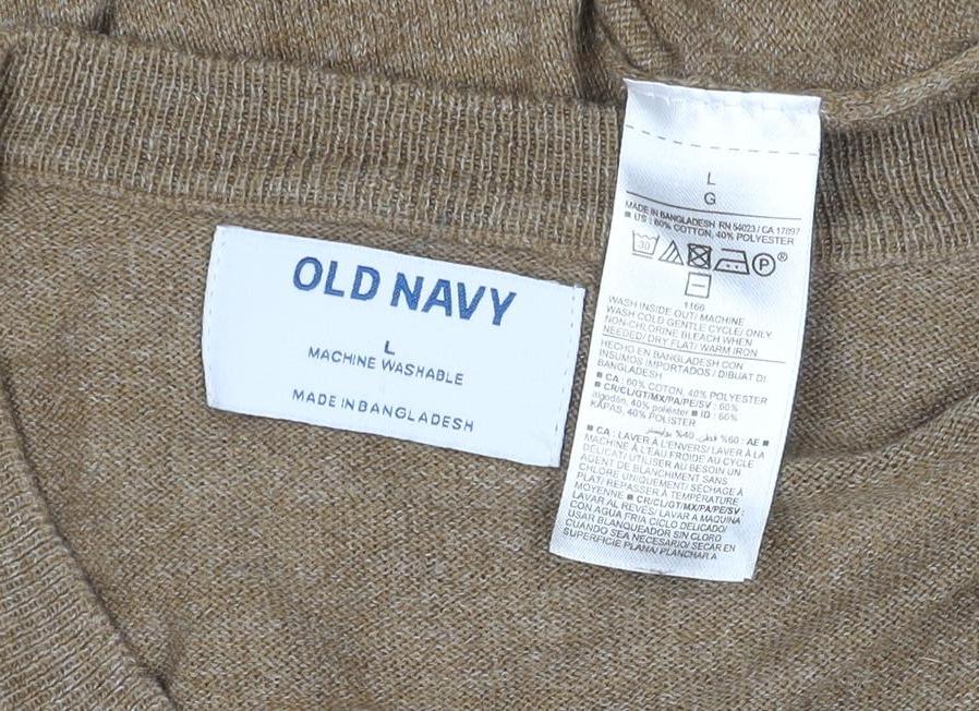 Old Navy Men’s Brown L V-Neck Lightweight Cotton Blend Jumper