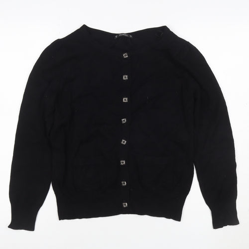 Dunnes Women Black Size 16 Button Front Knit Cardigan Pockets