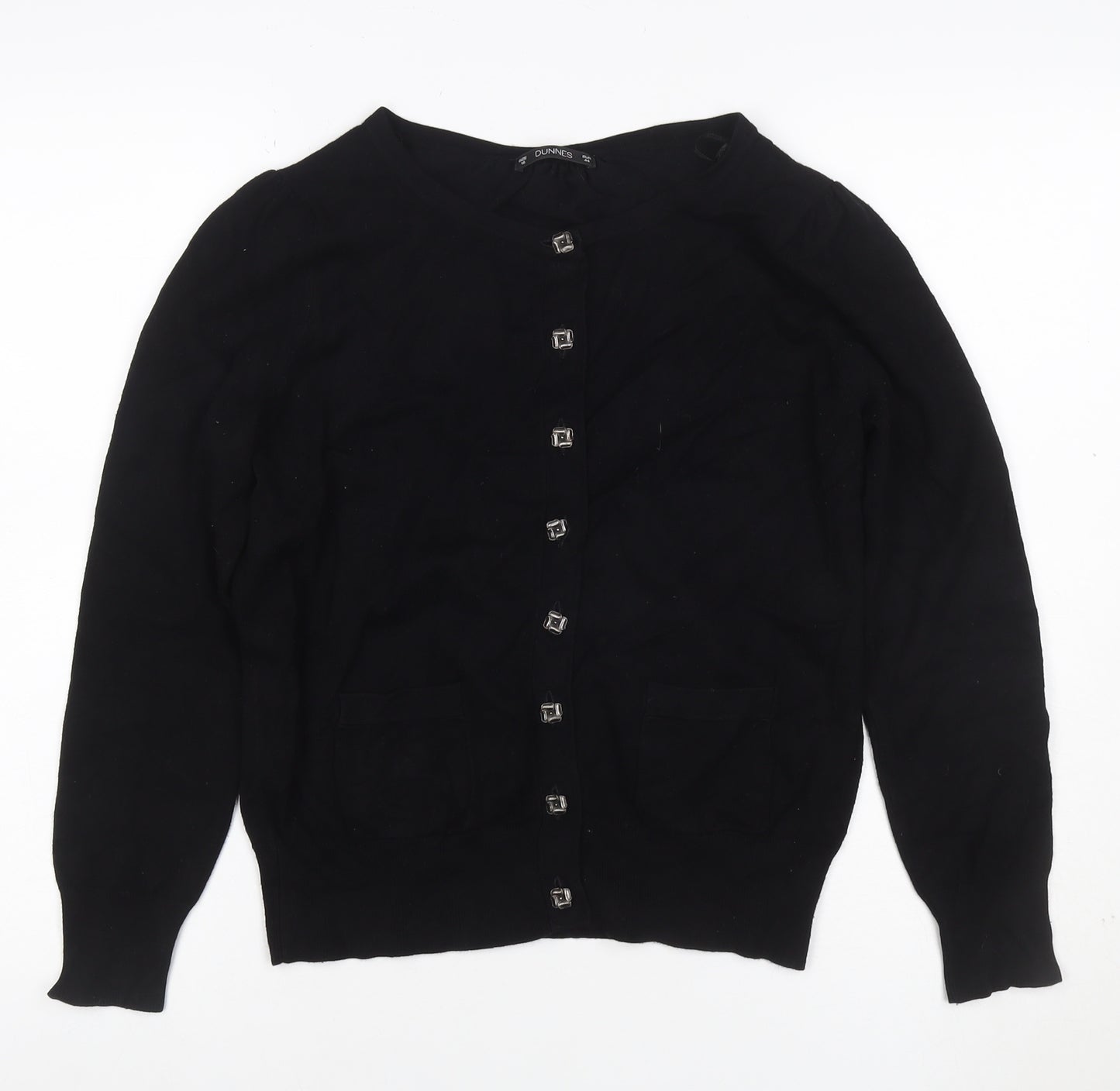 Dunnes Women Black Size 16 Button Front Knit Cardigan Pockets