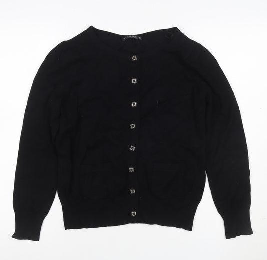 Dunnes Women Black Size 16 Button Front Knit Cardigan Pockets