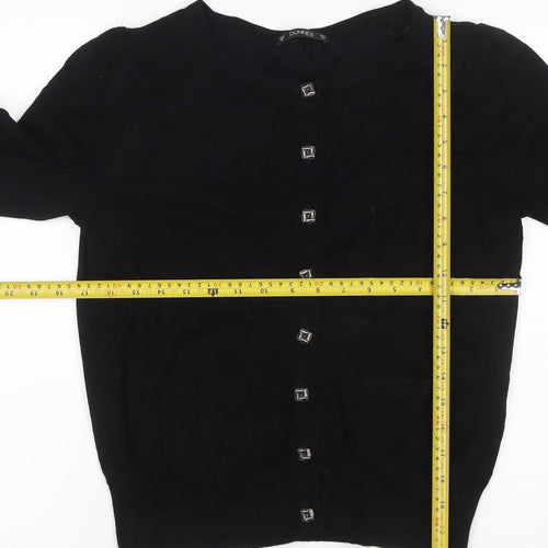 Dunnes Women Black Size 16 Button Front Knit Cardigan Pockets