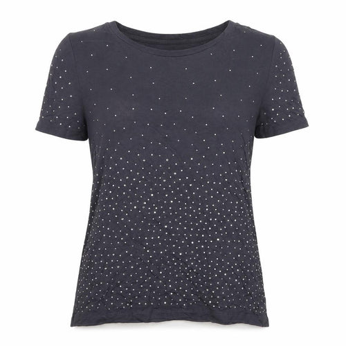 Oasis Women Blue M Studded Short Sleeve Jersey T-Shirt