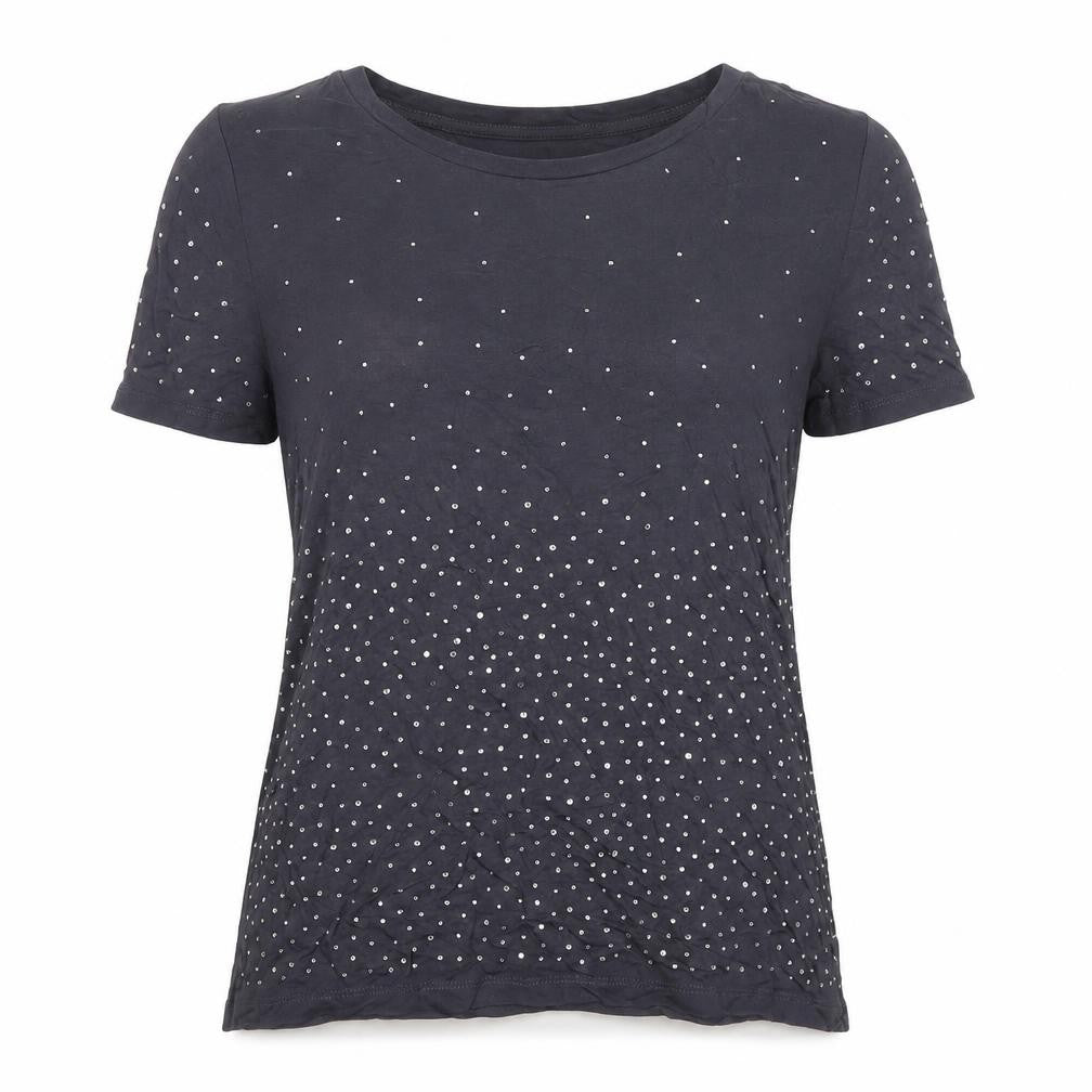 Oasis Women Blue M Studded Short Sleeve Jersey T-Shirt